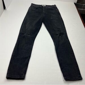 Agolde Nico High Rise Slim Distressed Womens Size 25 Black Button Fly Denim Jean